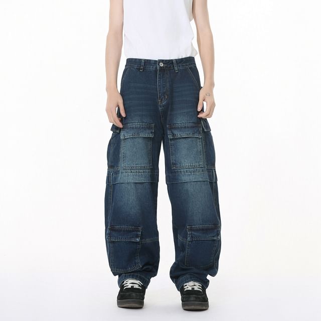 FAERIS-High Waist Wide Leg Cargo Jeans