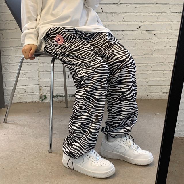 zebra print sweatpants