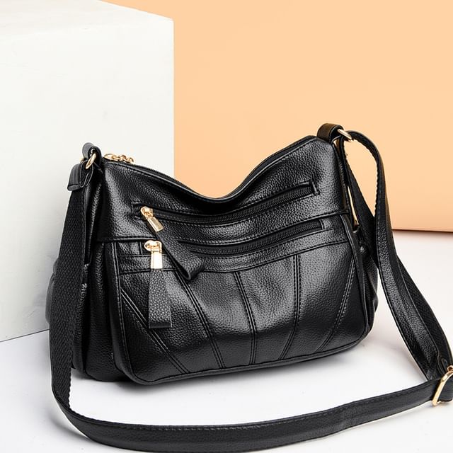 Mayanne-Plain Genuine Leather Crossbody Bag