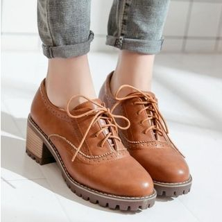 block heel lace up shoes