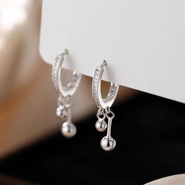 Halfla-Bead Rhinestone Alloy Drop Earring