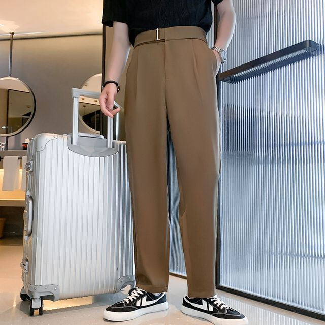 Freehop High Waist Cropped Tapered Dress Pants YesStyle