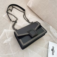FAYLE - Contrast Stitching Faux Leather Handbag FAYLE - Contrast Stitching Faux Leather Handbag