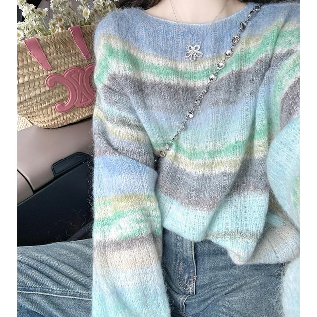 Dreamkura-Crew Neck Color Block Sweater
