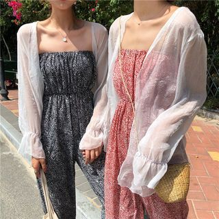 strapless jumpsuit with jacket