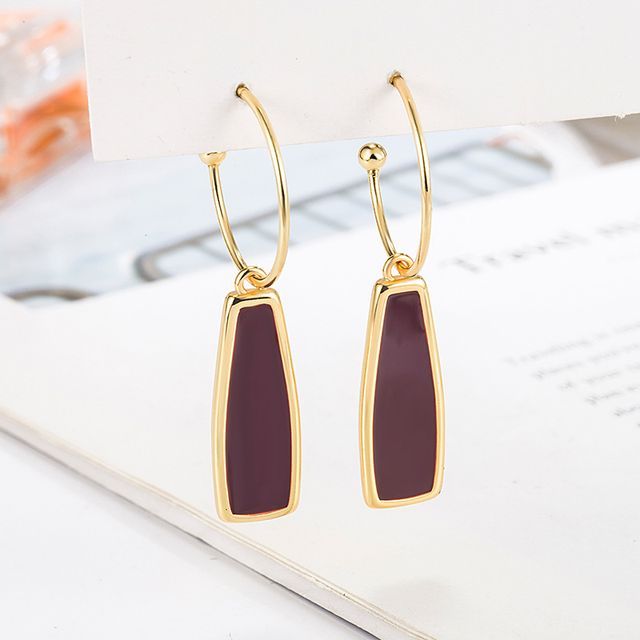 Forainer-Enamel Drop Open Hoop Earring