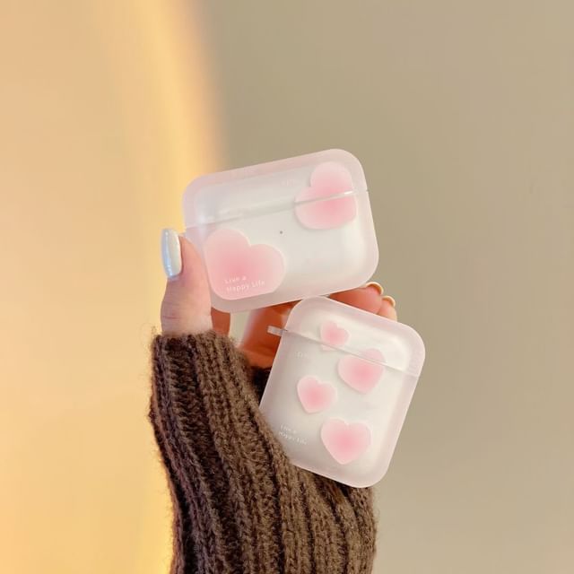 Galeon - Heart Print Transparent AirPods Case | YesStyle