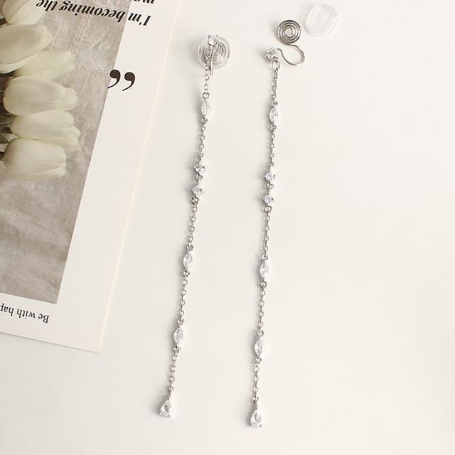 Joodii-Rhinestone Alloy Threader Earring