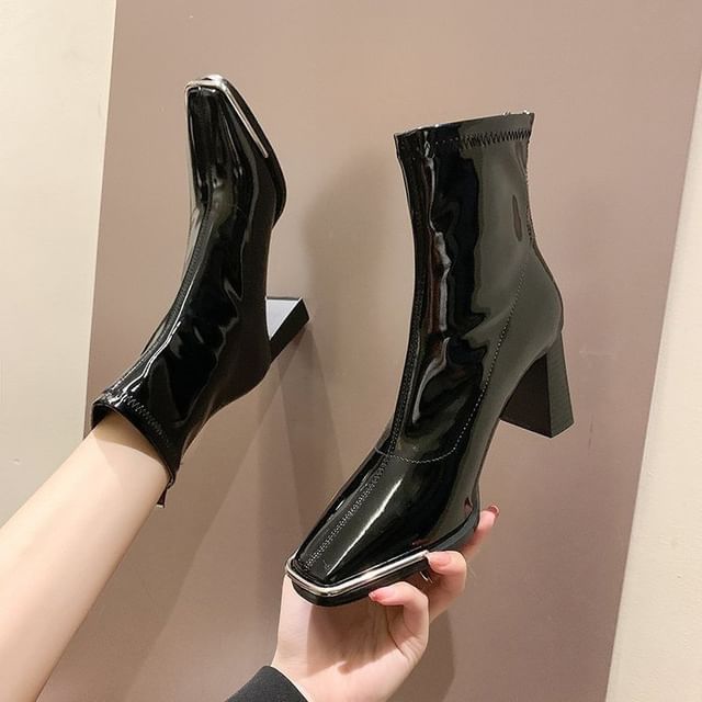 Vindler-Square Toe Chunky Heel Boots
