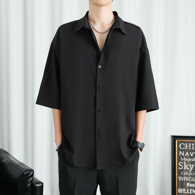 Ninine-Collar Plain Shirt Various Designs