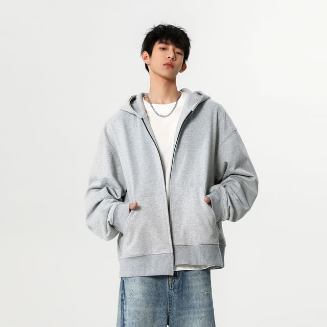 Koiyua-Plain Zip Hoodie