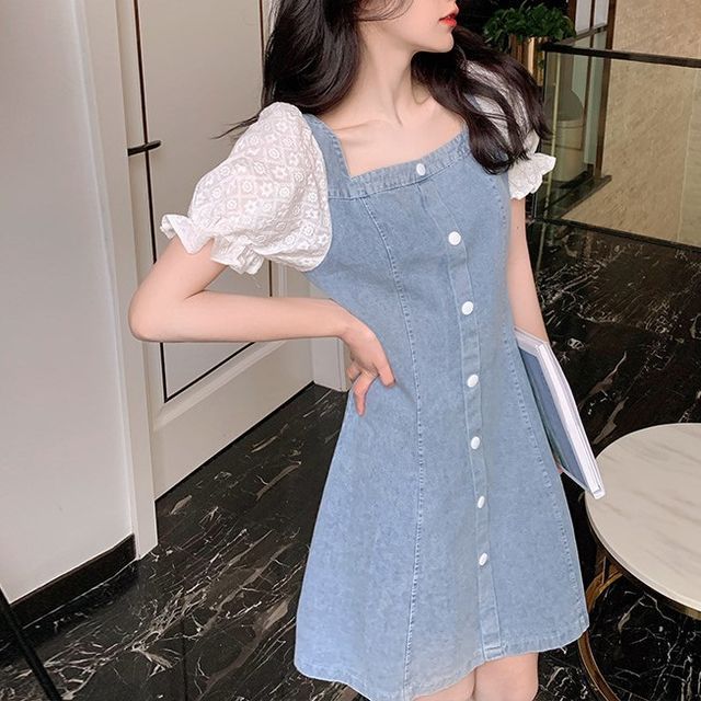 Denim dress with shirt underneath Clearance