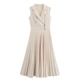 Susaine Sleeveless Plain Accordion Pleat Midi Blazer Dress Sale