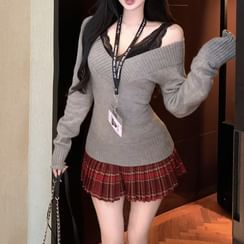 Mid Rise Dotted A-Line Skirt