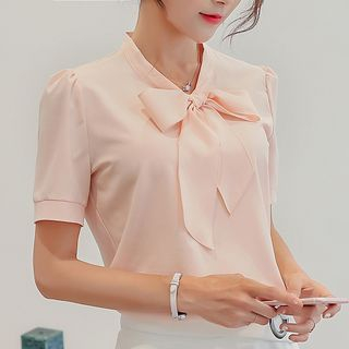 Jeonseon-Blusa con moño de manga corta