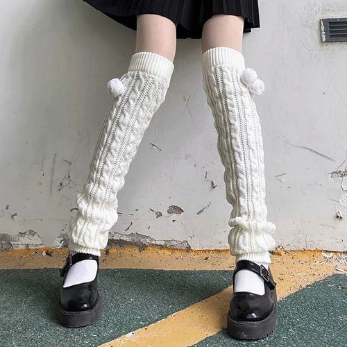 Geisha - Pom Pom Cable Knit Leg Warmers