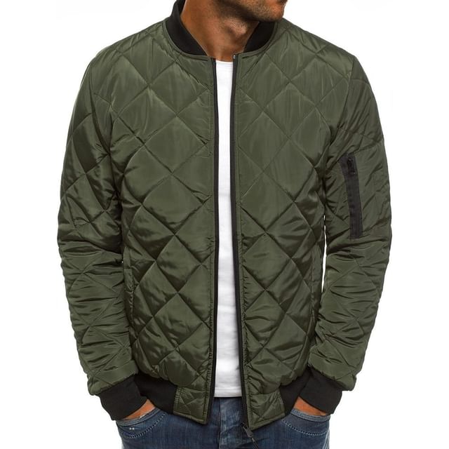 YIKES-Quilted Zip-Up Bomber Jacket