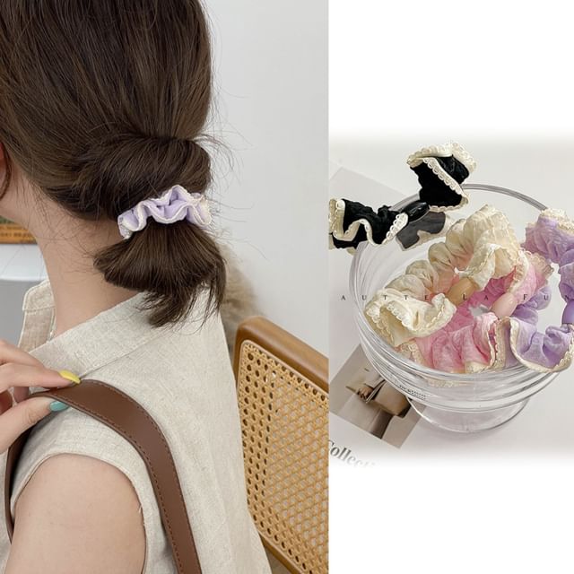 LIDO-Ruffle Lace Trim Scrunchie