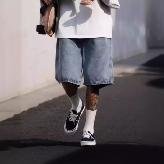 Jozev-Mid Rise Washed Denim Shorts