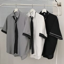 Downtown - Neck Tie Short-Sleeve Shirt Downtown - Neck Tie Short-Sleeve Shirt