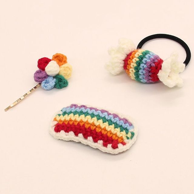 Kozozo - Color Block Crochet Hair Clip / Flower Hair Pin / Candy Hair Tie |  YesStyle