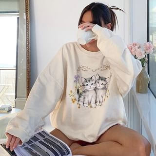 Trisica - Cat Print Sweatshirt | YesStyle