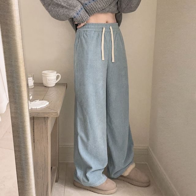 Glotto-High Waist Waffle Wide Leg Pants