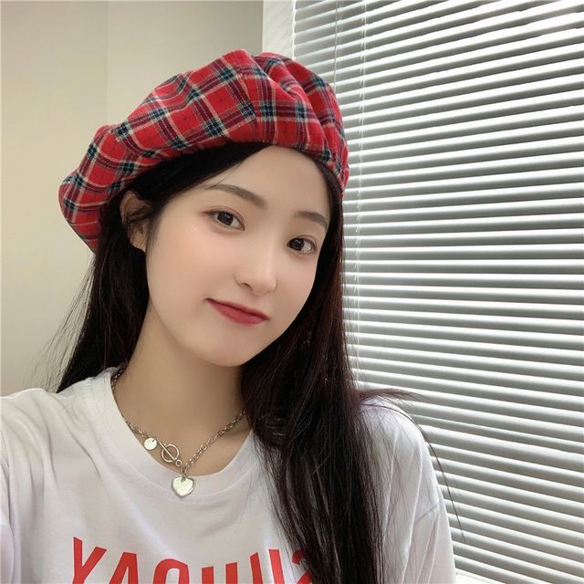 plaid beret hats