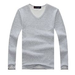 Acrius - Plain V-Neck Long-Sleeve T-Shirt