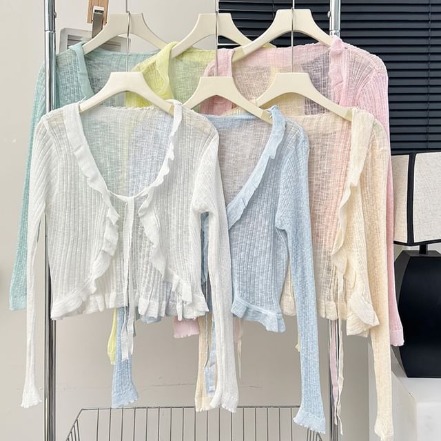 Lemongrass-Plain Ruffled Linen Shrug in 7 Colors