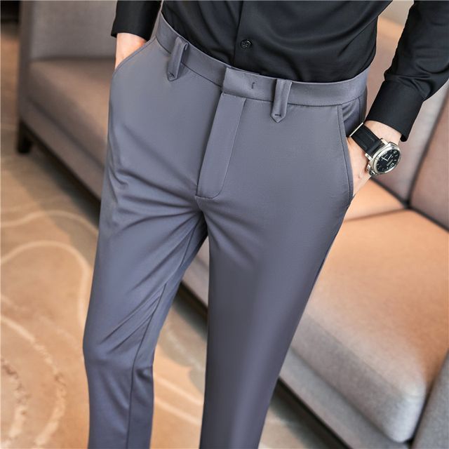 Deepwood High Waist Plain Tapered Dress Pants YesStyle