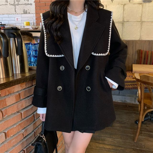 Womens Wool Sailor Jacket Spring Women Sweater Wool Sailor Collar