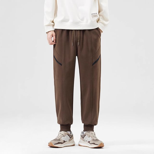 Nataro-Drawstring Waist Striped Straight Leg Sweatpants