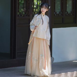 Tangier - Embroidered Hanfu Blouse / Maxi A-Line Skirt / Set | YesStyle
