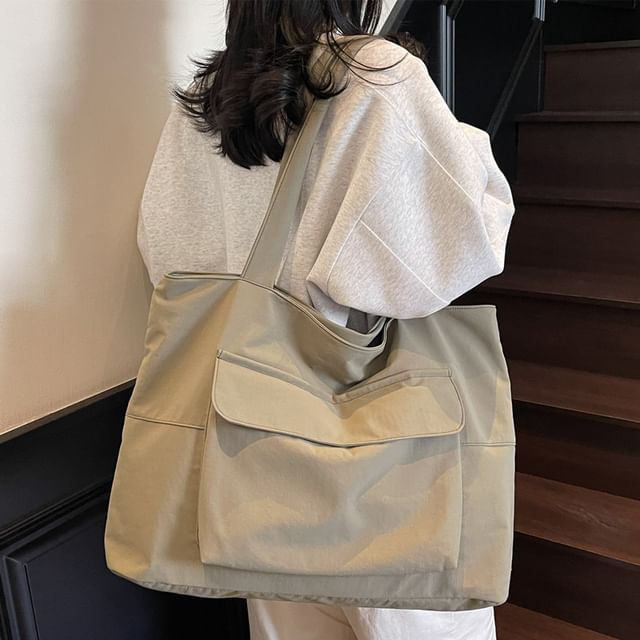 Melois-Textile Plain Tote Bag