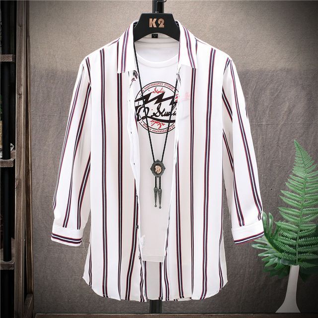 Naideth-34-Sleeve Striped Shirt