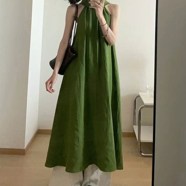 Cloud Nine-Halter Plain Maxi Sundress