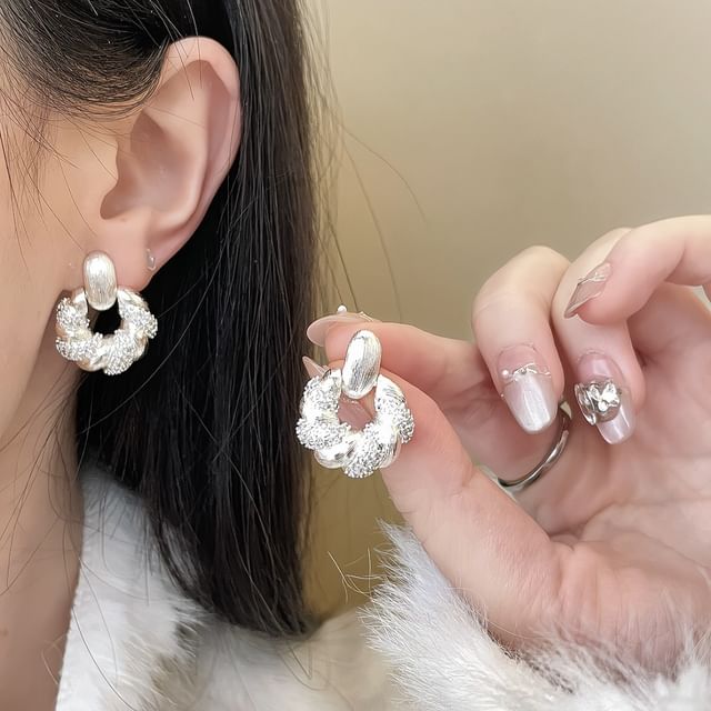 Gemsha-Rhinestone Helical Alloy Drop Earring