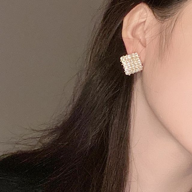 Jael-Square Rhinestone Alloy Earring