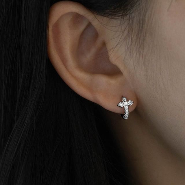 PANGU-Rhinestone Huggie Earring
