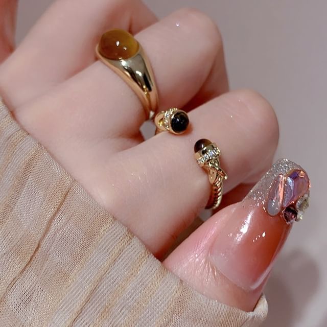 Kiren-Faux Gemstone Open Ring