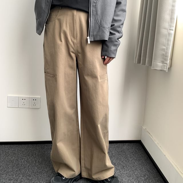 DAZO Studios-Mid Rise Plain Straight Leg Cargo Pants