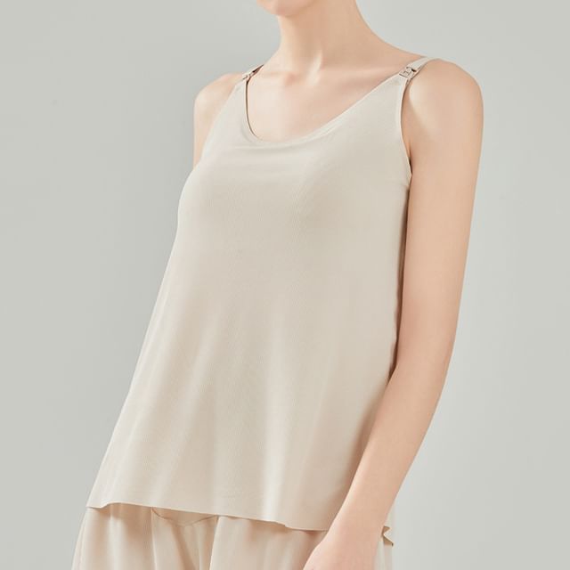 POKU-Maternity Plain Nursing Bra Top
