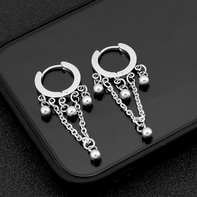 Juanitro-Beaded Fringed Drop Hoop Earring