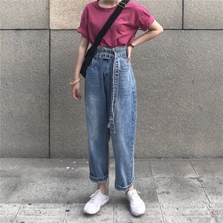 Glotto - Belt-Waist Baggy Jeans | YesStyle