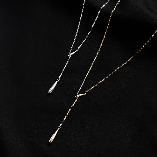 Seirios-Droplet Alloy Lariat Necklace