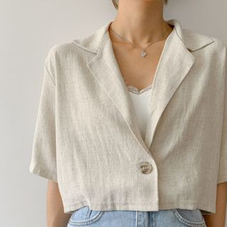 cropped linen blazer
