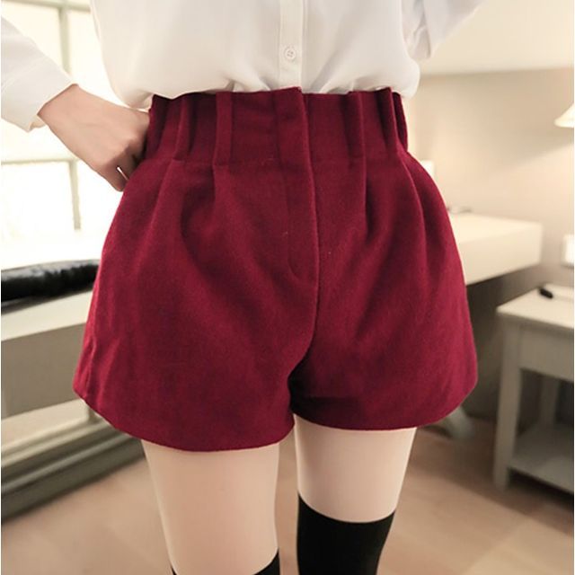 Everose-Plain High-Waist Wide-Leg Shorts