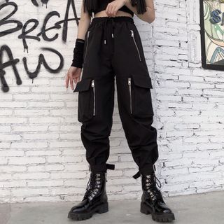 Missguided turn up cuff cargo pants in black | ASOS