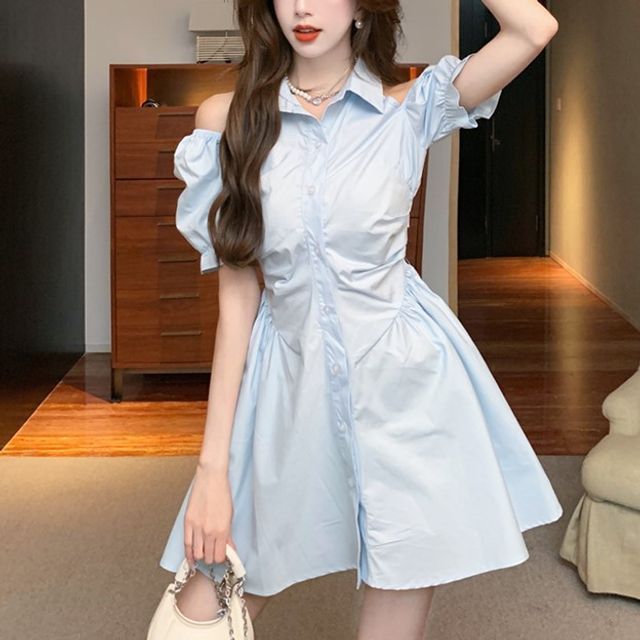 knee length dresses for ladies AVERY- CRANE & FLORAL Print Mini Shirt Dress – Button-Up, Collared, Po –  Estella Moon